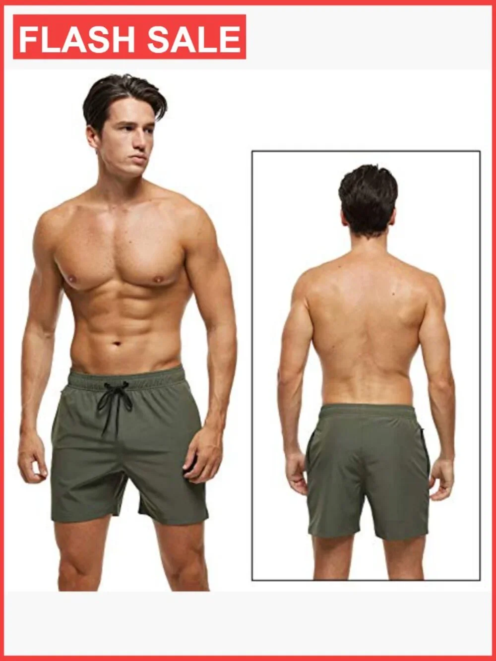 Men's Swim Trunks Quick Dry with Zipper Pockets Size 42